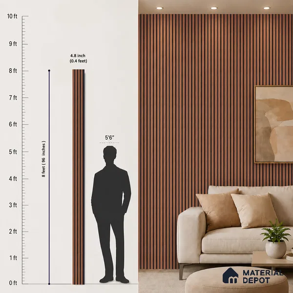 Wooden Look PN 00645 8 ft x 4.8 inch Charcoal Panel - 11 mm | Suitable for Feature Wall, TV Unit & Living Room | Width is Subjected to 5% Variation