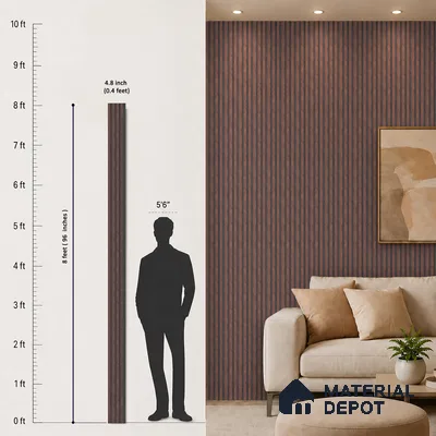 Wooden Look PN 00646 8 ft x 4.8 inch Charcoal Panel - 11 mm | Suitable for Feature Wall, TV Unit & Living Room | Width is Subjected to 5% Variation
