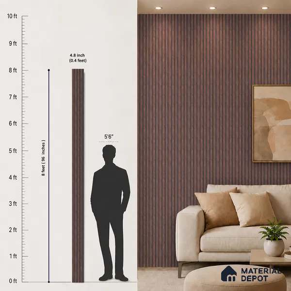 Wooden Look PN 00646 8 ft x 4.8 inch Charcoal Panel - 11 mm | Suitable for Feature Wall, TV Unit & Living Room | Width is Subjected to 5% Variation