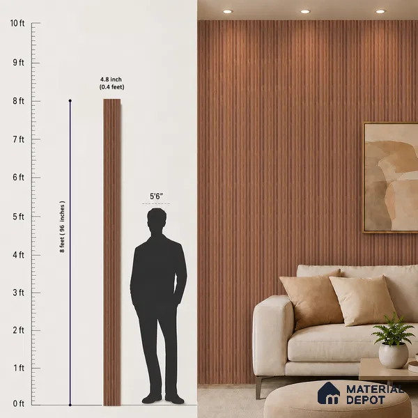 Wooden Look PN 00648 8 ft x 4.8 inch Charcoal Panel - 11 mm | Suitable for Feature Wall, TV Unit & Living Room | Width is Subjected to 5% Variation