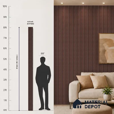 Wooden Look PN 00651 8 ft x 4.8 inch Charcoal Panel - 11 mm | Suitable for Feature Wall, TV Unit & Living Room | Width is Subjected to 5% Variation