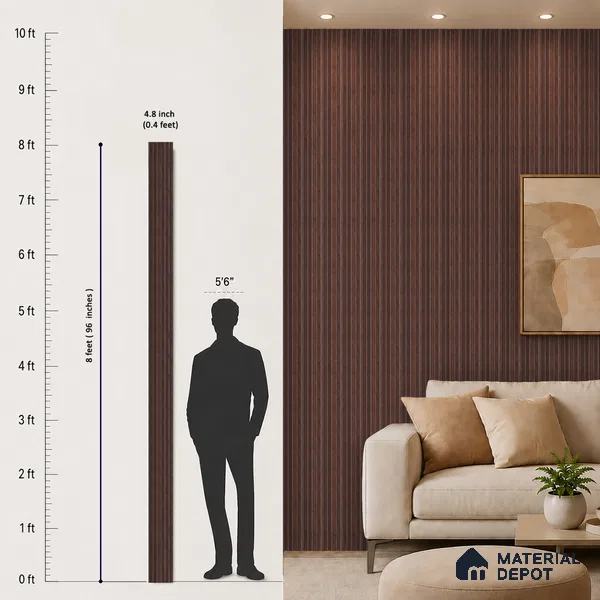 Wooden Look PN 00651 8 ft x 4.8 inch Charcoal Panel - 11 mm | Suitable for Feature Wall, TV Unit & Living Room | Width is Subjected to 5% Variation