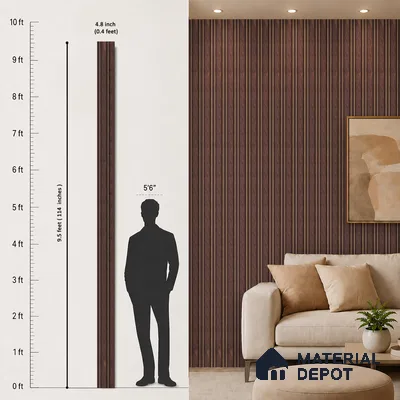 Wooden Look PN 00673 9.5 ft x 4.8 inch Charcoal Panel - 11 mm | Suitable for Feature Wall, TV Unit & Living Room | Width is Subjected to 5% Variation