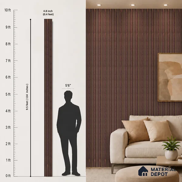 Wooden Look PN 00673 9.5 ft x 4.8 inch Charcoal Panel - 11 mm | Suitable for Feature Wall, TV Unit & Living Room | Width is Subjected to 5% Variation