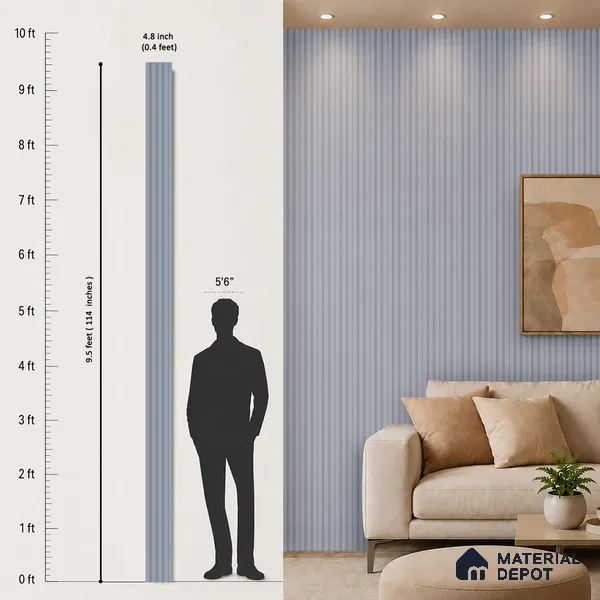 Cloud Grey Plain Colour Look PN 00691 9.5 ft x 4.8 inch Charcoal Panel - 11 mm | Suitable for Feature Wall, TV Unit & Living Room | Width is Subjected to 5% Variation