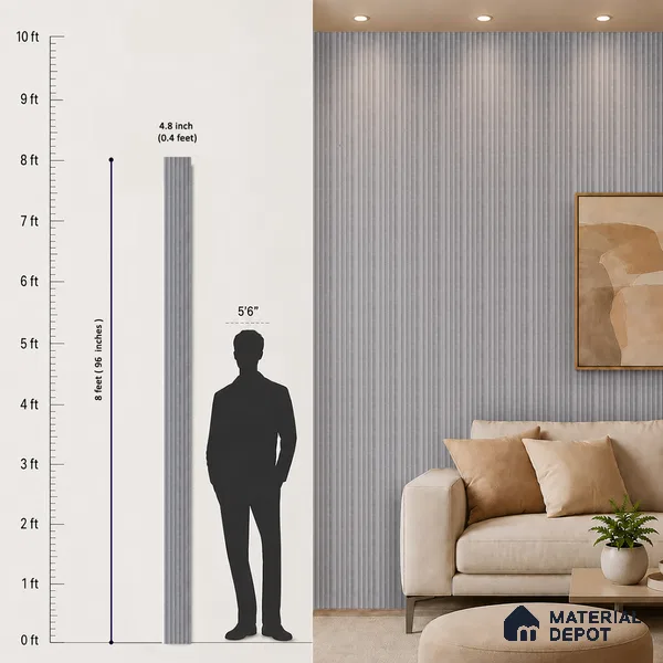 Cloud Grey Stone Look PN 03049 8 ft x 4.8 inch Charcoal Panel -  mm | Suitable for Feature Wall, TV Unit & Living Room | Width is Subjected to 5% Variation