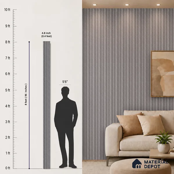 Silver Grey Cement Look PN 03366 8 ft x 4.8 inch Charcoal Panel - 11 mm | Suitable for Feature Wall, TV Unit & Living Room | Width is Subjected to 5% Variation