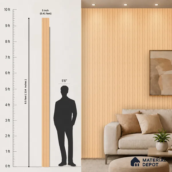 Wooden Look PN 03520 9.5 ft x 4.9 inch Charcoal Panel - 11 mm | Suitable for Feature Wall, Living Room & Bedroom | Width is Subjected to 5% Variation