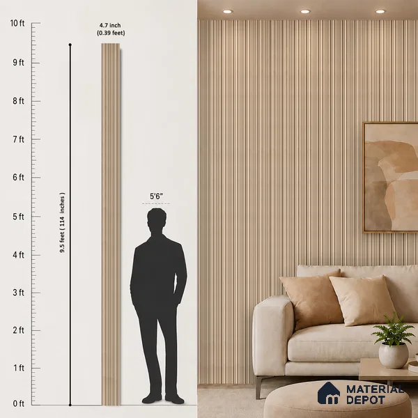 Cappuccino Beige Plain Colour Look PN 03540 9.5 ft x 4.7 inch Charcoal Panel - 12 mm | Suitable for Feature Wall, TV Unit & Living Room | Width is Subjected to 5% Variation
