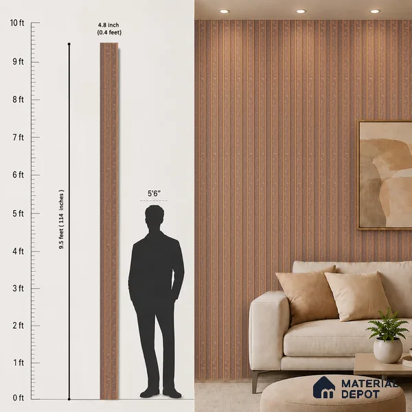 Mocha Brown Luxury Look PN 03560 9.5 ft x 4.8 inch Charcoal Panel - 11 mm | Suitable for Feature Wall, TV Unit & Living Room | Width is Subjected to 5% Variation