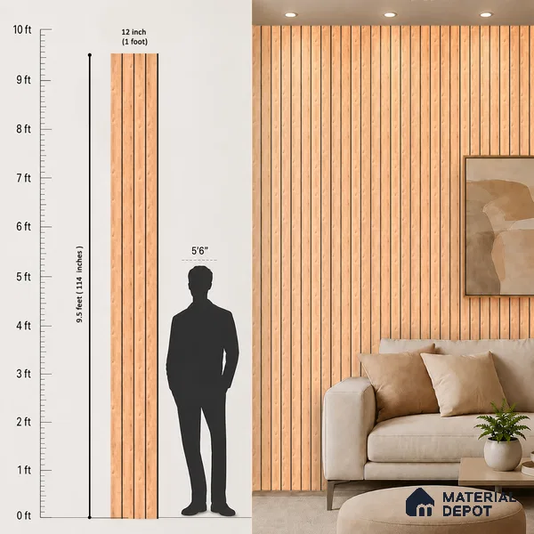 Wooden Look PN 05555 9.5 ft x 12 inch Charcoal Panel - 6 mm | Suitable for Feature Wall, TV Unit & Living Room | Width is Subjected to 5% Variation