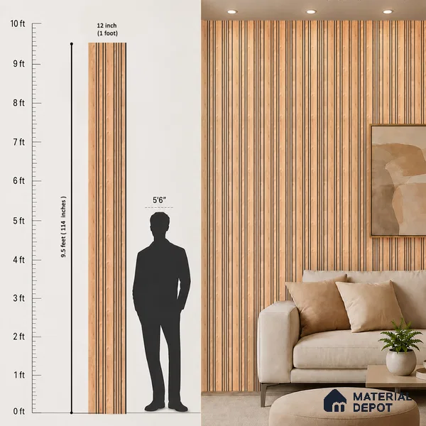 Wooden Look PN 05557 9.5 ft x 12 inch Charcoal Panel - 6 mm | Suitable for Feature Wall, TV Unit & Living Room | Width is Subjected to 5% Variation
