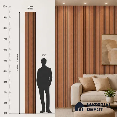 Wooden Look PN 05558 9.5 ft x 12 inch Charcoal Panel - 6 mm | Suitable for Feature Wall, TV Unit & Living Room | Width is Subjected to 5% Variation