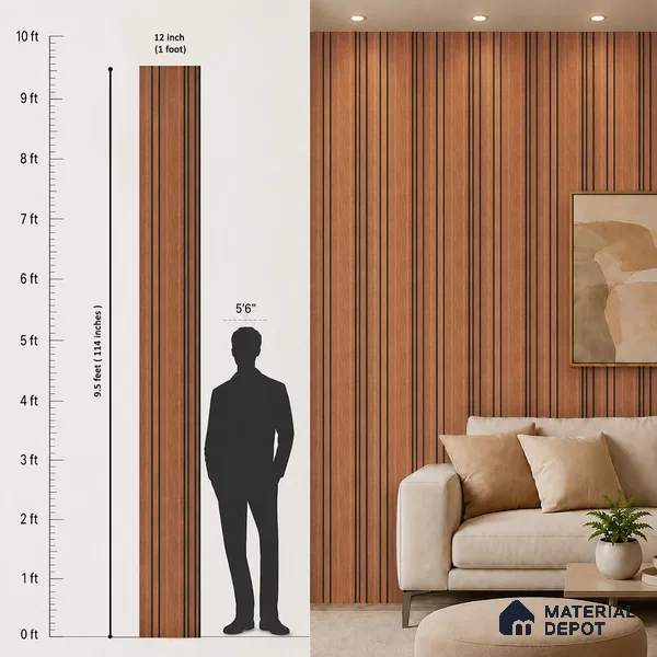 Wooden Look PN 05558 9.5 ft x 12 inch Charcoal Panel - 6 mm | Suitable for Feature Wall, TV Unit & Living Room | Width is Subjected to 5% Variation