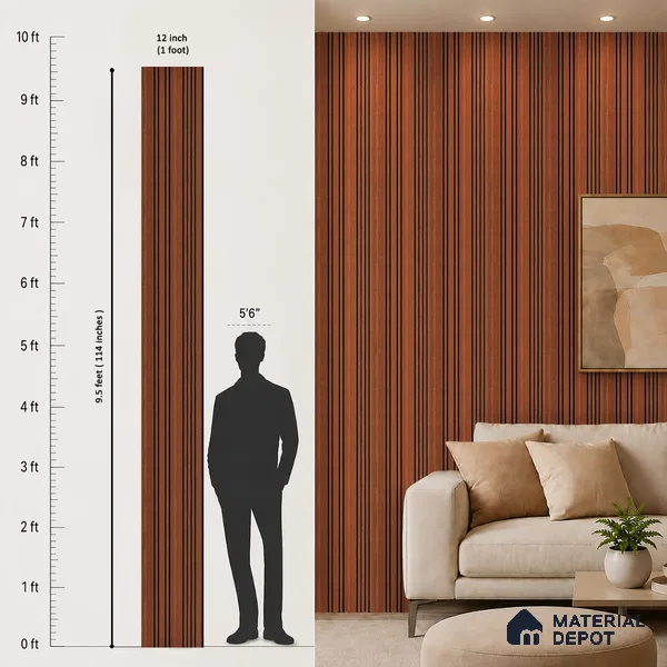 Wooden Look PN 05559 9.5 ft x 12 inch Charcoal Panel - 6 mm | Suitable for Feature Wall, TV Unit & Living Room | Width is Subjected to 5% Variation