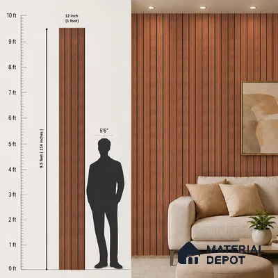 Wooden Look PN 05561 9.5 ft x 12 inch Charcoal Panel - 6 mm | Suitable for Feature Wall, TV Unit & Living Room | Width is Subjected to 5% Variation
