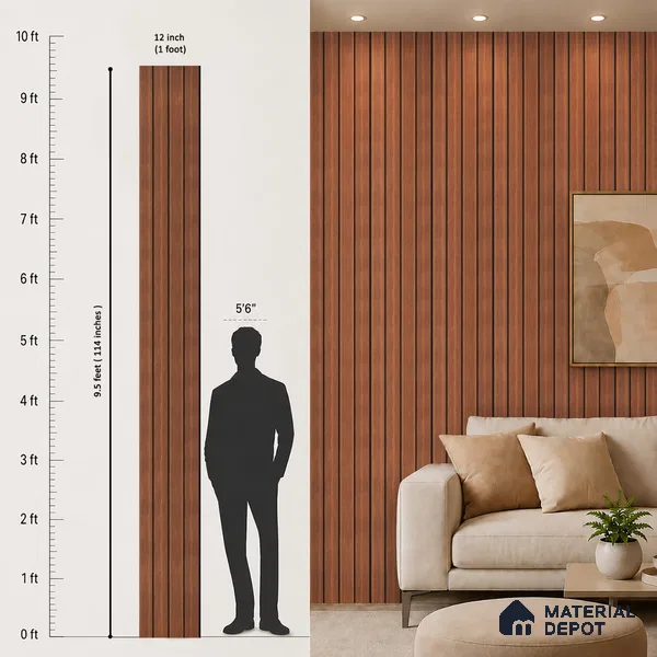 Wooden Look PN 05561 9.5 ft x 12 inch Charcoal Panel - 6 mm | Suitable for Feature Wall, TV Unit & Living Room | Width is Subjected to 5% Variation