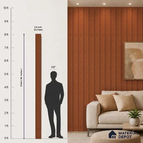 Wooden Look PN 06539 8 ft x 0.4 inch Charcoal Panel - 11 mm | Suitable for TV Unit, Living Room & Bedroom | Width is Subjected to 5% Variation