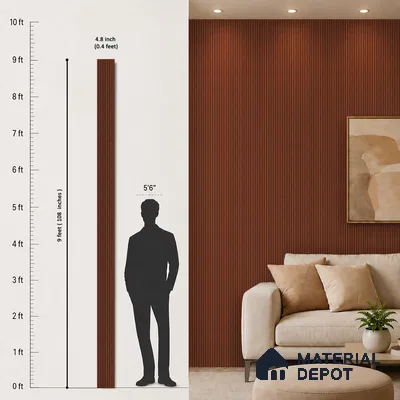 Wooden Look PN 06814 9.2 ft x 4.8 inch Charcoal Panel - 12 mm | Suitable for Living Room, Bedroom & TV Cabinet | Width is Subjected to 5% Variation
