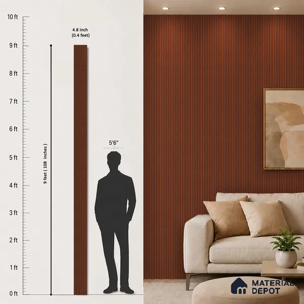 Wooden Look PN 06814 9.2 ft x 4.8 inch Charcoal Panel - 12 mm | Suitable for Living Room, Bedroom & TV Cabinet | Width is Subjected to 5% Variation