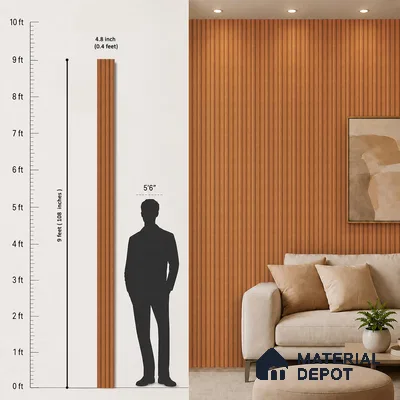 Wooden Look PN 06816 9.2 ft x 4.8 inch Charcoal Panel - 12 mm | Suitable for Living Room, Bedroom & TV Cabinet | Width is Subjected to 5% Variation