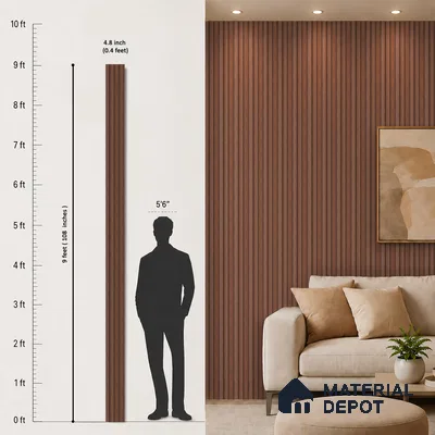 Wooden Look PN 06819 9.2 ft x 4.8 inch Charcoal Panel - 12 mm | Suitable for Living Room, Bedroom & TV Cabinet | Width is Subjected to 5% Variation