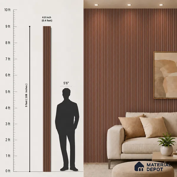 Wooden Look PN 06819 9.2 ft x 4.8 inch Charcoal Panel - 12 mm | Suitable for Living Room, Bedroom & TV Cabinet | Width is Subjected to 5% Variation