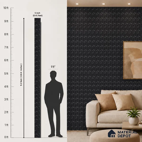Charcoal Black Marble Look PN 06853 9.2 ft x 4.9 inch Charcoal Panel - 12 mm | Suitable for Living Room, Bedroom & TV Cabinet | Width is Subjected to 5% Variation