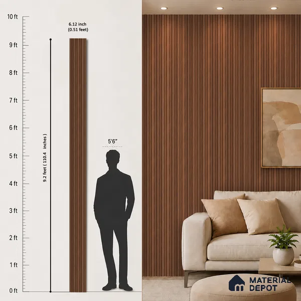 Wooden Look PN 06869 9.2 ft x 6.1 inch Charcoal Panel - 16 mm | Suitable for Living Room, Bedroom & TV Cabinet | Width is Subjected to 5% Variation