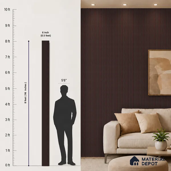 Wooden Look PN 06914 8 ft x 6 inch Charcoal Panel - 6 mm | Suitable for Living Room, Bedroom & TV Cabinet | Width is Subjected to 5% Variation