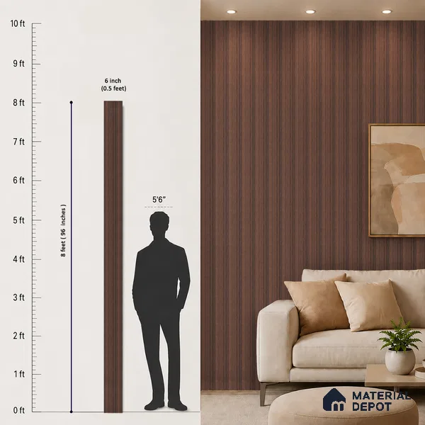 Wooden Look PN 06924 8 ft x 6 inch Charcoal Panel - 6 mm | Suitable for Living Room, Bedroom & TV Cabinet | Width is Subjected to 5% Variation