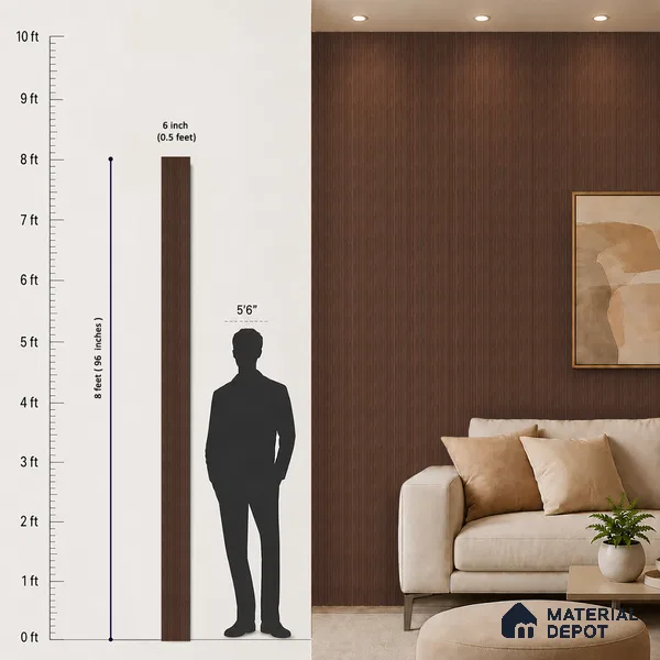 Wooden Look PN 06929 8 ft x 6 inch Charcoal Panel - 6 mm | Suitable for Living Room, Bedroom & TV Cabinet | Width is Subjected to 5% Variation
