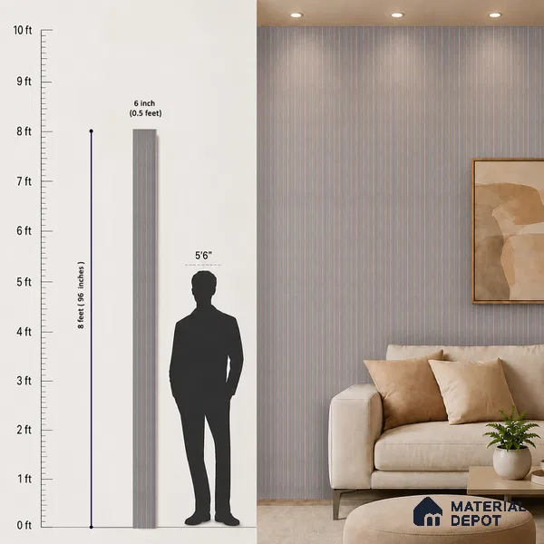 Steel Grey Fabric Look PN 06938 8 ft x 6 inch Charcoal Panel - 6 mm | Suitable for Living Room, Bedroom & TV Cabinet | Width is Subjected to 5% Variation