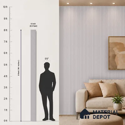 Light Grey Fabric Look PN 06939 8 ft x 6 inch Charcoal Panel - 6 mm | Suitable for Living Room, Bedroom & TV Cabinet | Width is Subjected to 5% Variation