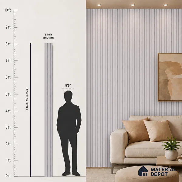 Light Grey Fabric Look PN 06939 8 ft x 6 inch Charcoal Panel - 6 mm | Suitable for Living Room, Bedroom & TV Cabinet | Width is Subjected to 5% Variation