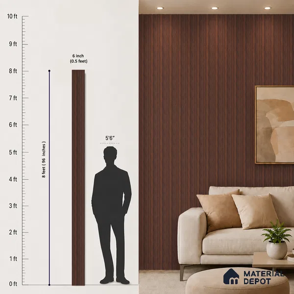 Wooden Look PN 06944 8 ft x 6 inch Charcoal Panel - 6 mm | Suitable for Living Room, Bedroom & TV Cabinet | Width is Subjected to 5% Variation