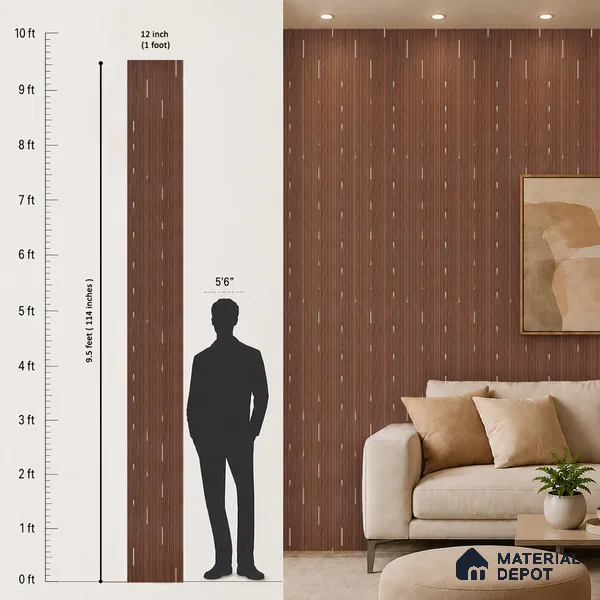 Wooden Look PN 07016 9.5 ft x 12 inch Charcoal Panel - 6 mm | Suitable for Feature Wall, TV Unit & Living Room | Width is Subjected to 5% Variation