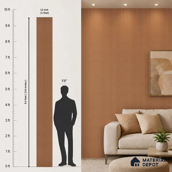 Wooden Look PN 07021 9.5 ft x 12 inch Charcoal Panel - 10 mm | Suitable for Feature Wall, TV Unit & Living Room | Width is Subjected to 5% Variation