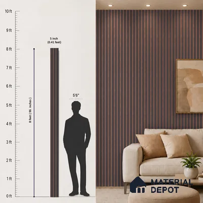 Wooden Look PN 07048 8 ft x 4.9 inch Charcoal Panel - 11 mm | Suitable for Feature Wall, TV Unit & Living Room | Width is Subjected to 5% Variation