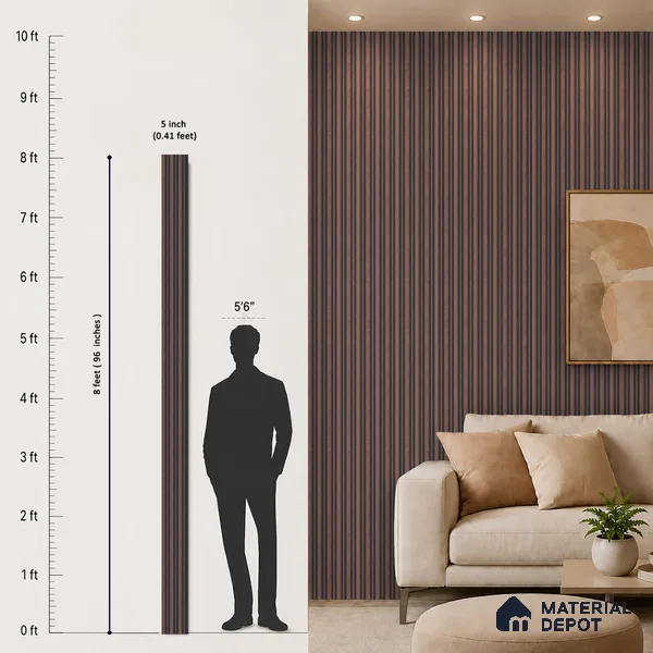 Wooden Look PN 07048 8 ft x 4.9 inch Charcoal Panel - 11 mm | Suitable for Feature Wall, TV Unit & Living Room | Width is Subjected to 5% Variation