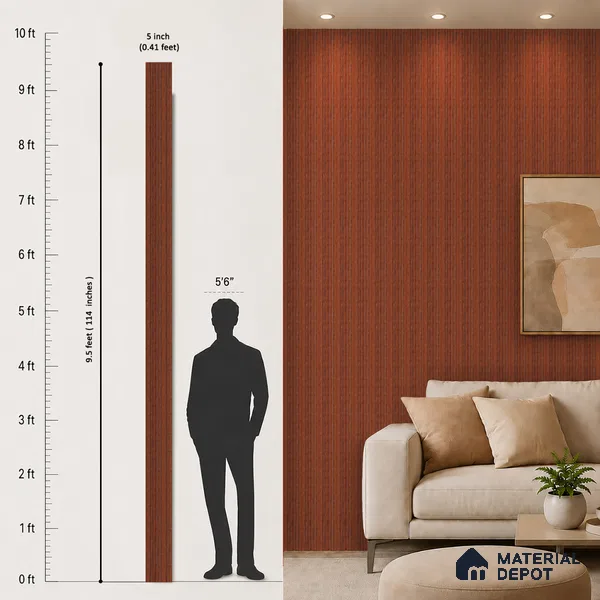 Wooden Look PN 07055 9.5 ft x 4.9 inch Charcoal Panel - 8 mm | Suitable for Feature Wall, TV Unit & Living Room | Width is Subjected to 5% Variation