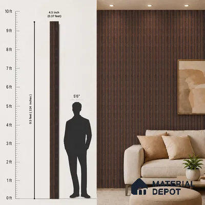 Wooden Look PN 07063 9.5 ft x 4.6 inch Charcoal Panel - 8 mm | Suitable for Feature Wall, TV Unit & Living Room | Width is Subjected to 5% Variation