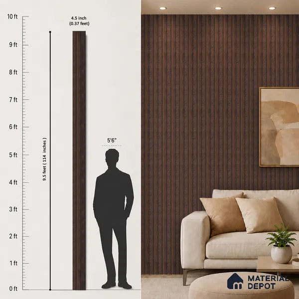 Wooden Look PN 07063 9.5 ft x 4.6 inch Charcoal Panel - 8 mm | Suitable for Feature Wall, TV Unit & Living Room | Width is Subjected to 5% Variation