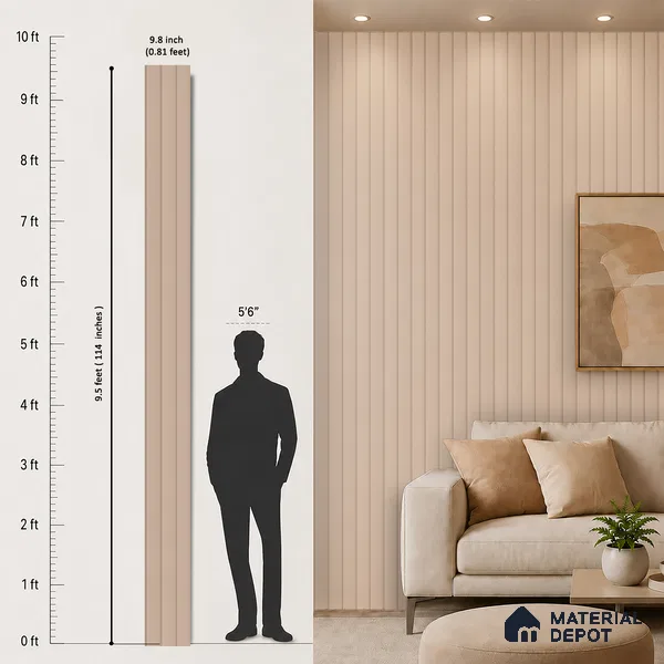 Cappuccino Beige Plain Colour Look PN 07067 9.5 ft x 9.8 inch Charcoal Panel - 10 mm | Suitable for Feature Wall, TV Unit & Living Room | Width is Subjected to 5% Variation