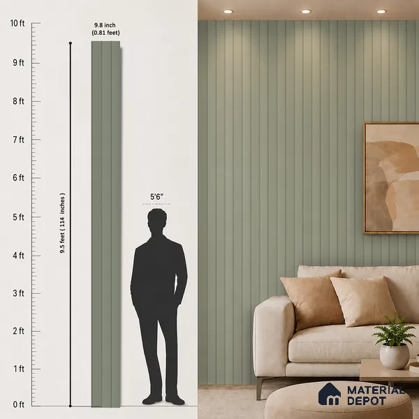 Smoke Grey Plain Colour Look PN 07068 9.5 ft x 9.8 inch Charcoal Panel - 10 mm | Suitable for Feature Wall, TV Unit & Living Room | Width is Subjected to 5% Variation