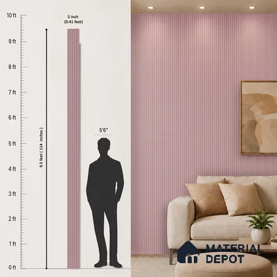 Dusty Pink Patterned Look PN 07070 9.5 ft x 4.9 inch Charcoal Panel - 10 mm | Suitable for Feature Wall, TV Unit & Living Room | Width is Subjected to 5% Variation
