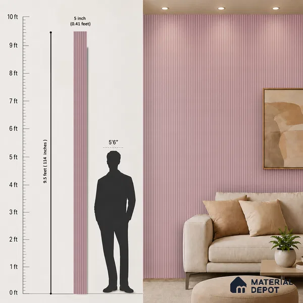 Dusty Pink Patterned Look PN 07070 9.5 ft x 4.9 inch Charcoal Panel - 10 mm | Suitable for Feature Wall, TV Unit & Living Room | Width is Subjected to 5% Variation