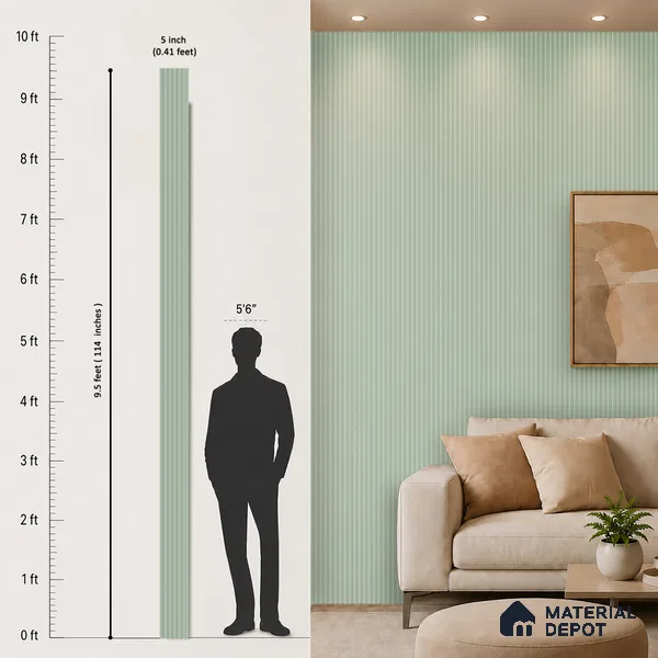 Ash Grey Plain Colour Look PN 07073 9.5 ft x 4.9 inch Charcoal Panel - 10 mm | Suitable for Feature Wall, TV Unit & Living Room | Width is Subjected to 5% Variation