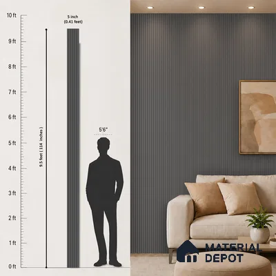 Graphite Grey Plain Colour Look PN 07077 9.5 ft x 4.9 inch Charcoal Panel - 10 mm | Suitable for Feature Wall, TV Unit & Living Room | Width is Subjected to 5% Variation