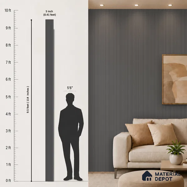 Graphite Grey Plain Colour Look PN 07077 9.5 ft x 4.9 inch Charcoal Panel - 10 mm | Suitable for Feature Wall, TV Unit & Living Room | Width is Subjected to 5% Variation